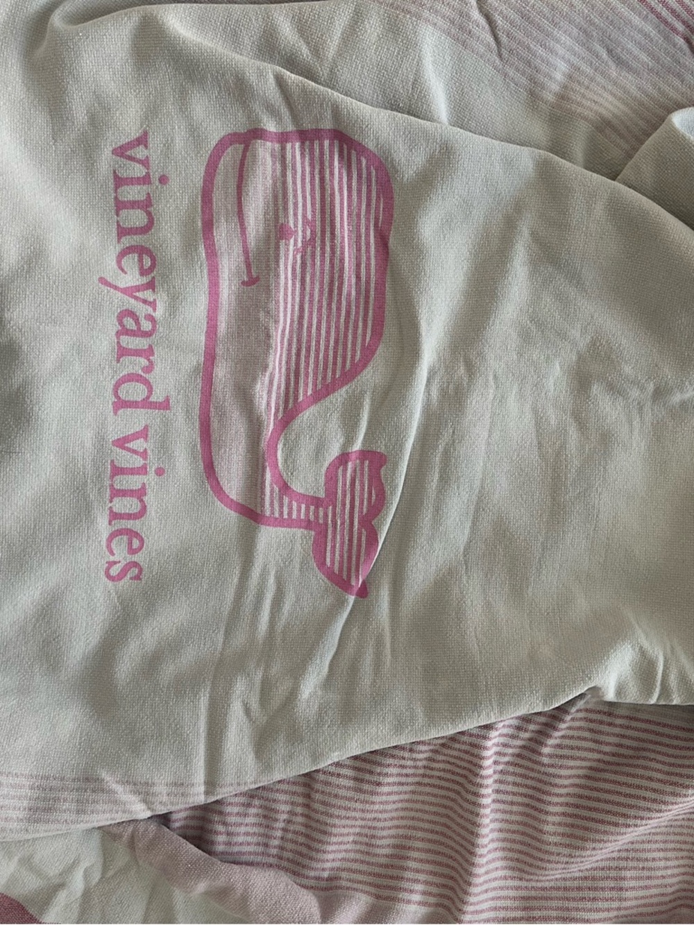 Vineyard Vines White Towel Tag Tee with Pink Whale